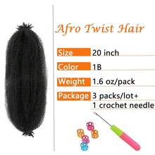 Springy Afro Twist Hair 20 Inch 3 Packs Pre Fluffed Marley Twist Braiding Hair For  (20 Inch, 1B),1B - 1B - 查看 3