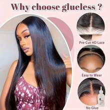 Glueless Wigs Human Hair Pre Plucked Pre Cut 5x5 HD Lace Closure Wigs Human Hair Glueless Put On And Go 200% Density Straight Lace Front Wigs Human Hair With Baby Hair Natural Black Halloween Season Christmas Dress Up Wig Halloween Wig