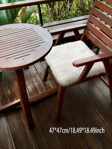 1件白色蓬松人造毛皮柔软方形椅垫，超柔软地毯，易于清洁和存放，多用途，适用于客厅、卧室、宿舍、办公椅、现代家居装饰梳妆凳座垫、家用沙发垫、卧室装饰地毯 - 白色 - 查看 6