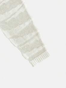 Women's Hollow Out Batwing Sleeve Loose Casual Cropped Sweater Top, Fashionable Midriff-Baring Pullover For Spring/Summer - White - View 6