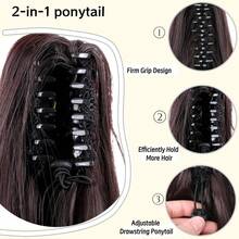 Ponytail Extension Curly Wavy Layered Ponytail Black Brown Blonde Claw Ponytail Extension Synthetic Hairpiece For Women - PB-01-4 - View 5