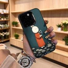 Cubierta de teléfono con diseño de conejo en abrigo rojo sobre piedras con flores estampado en azul oscuro para mujeres con estilo elegante y artístico ideal para uso diario y ocasiones especiales Aplicable a los teléfonos de la serie Apple y Galaxy - Negro - Ver 4