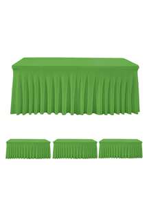 1pc/2pcs Rectangular Pleated Spandex Tablecloth, White/Black/Champagne, Wrinkle-Resistant & Washable, Solid Color Patio Table Cover For Wedding, Party, Christmas, Birthday