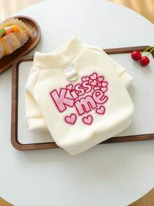 PETCIRCLE 1pc Pet Clothes, Dog/Cat Apparel, Small Dog/Puppy Outfit, Cute Happy Puppy/Kitten Clothes, Small Dog Autumn/Winter Warm & Comfortable Sweater - White - View 15