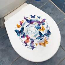 Butterfly Vortex Removable PVC Sticker Self-Adhesive Suitable For Bathroom, Toilet, Water Tank - Easy Peel & Stick Temporary Wallpaper, Irregular Flower/Butterfly Decal For Tiles, Bathtub, Shower - Residue-Free Removal - Multicolor - View 3