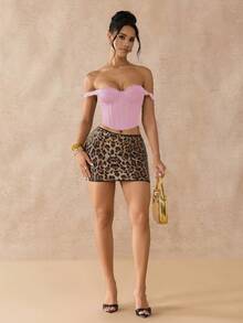 Apperloth A 优雅露脐抹胸上衣，撞色蕾丝抹胸，金属孔眼系带露背设计，钢骨收腰，适合女士情人节、夜店穿着 - 粉色 - 查看 5