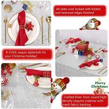 B-COOL - Mantel Rectangular de Lentejuelas para San Valentín, Navidad, 60 x 102 Pulgadas, sin Costuras, Tela de Lentejuelas Rojas, para decoración(228.6 x 228.6 cm (Cuadrado) Plata) - Multicolor - Ver 3
