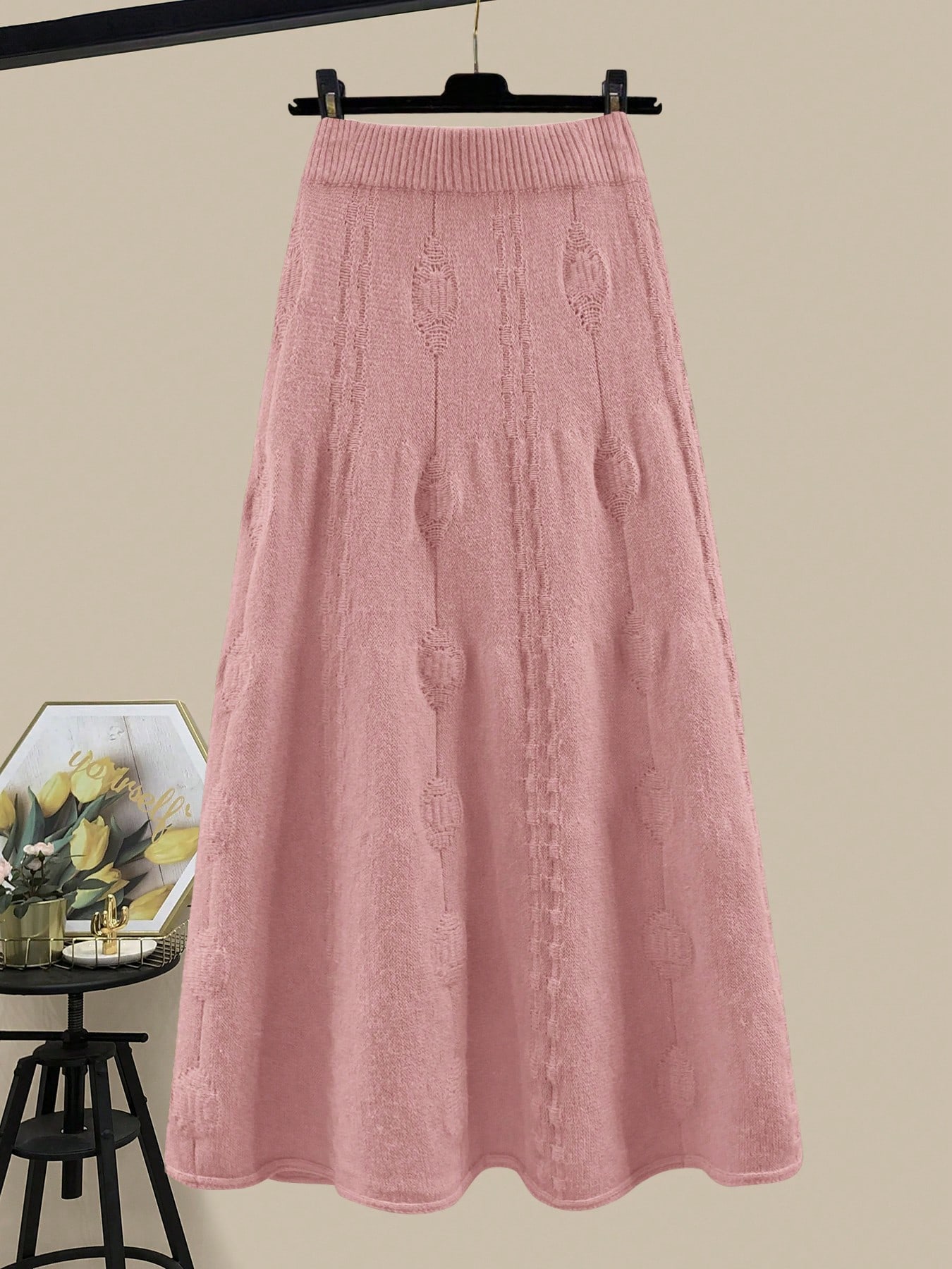 طقم بلوزة وتنورة نسائي فضفاض عصري بياقة عالية، أكم...