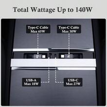 Cargador para coche con 2 cables retrctiles tipo C para modelo Y Juniper 2025 - 2026 y modelo 3 Highland 2024 - 2025, total 140W consola central cargador de telfono accesorios de - 2 tipo c (modelo Y 25-26 y modelo 3 24-25) - Ver 3