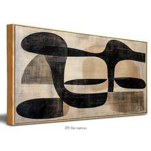 1 Pc Canvas Painting,Modern Abstract Canvas Art - Minimalist Wall Decoration Canvas Posters In Black, Beige, Gold And Grey - Framed And Hung Paintings For Living Rooms, Bedrooms And Offices - Modern Home Decoration With Hook Installation, Wooden Frame Art, 2D Flat , Wooden Framed Art,High Quality ,Thickness 2. 25cm/1inch Wall Art Prints Poster Direct Hanging Decor For Home Gifts,Living Room, Bathroom, Bedroom, Kitchen,Bar,Office - 黑色 - 查看 5