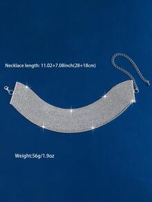Sparkling Multi-Layer Crystal Necklace, Women's New Fashion European Punk Hip-Hop Choker Necklace Jewelry Accessories, Fashionable Multi-Layer Crystal Necklace, Holiday Gift, Shiny Crystal Necklace, Party Jewelry - Silver - View 6