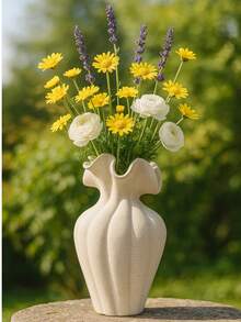 1个户外纹理花盆，复古波纹花盆，适用于庭院、阳台或花园装饰，耐用装饰植物架