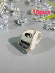 1 قطعة خاتم إلكتروني محمول خفيف الوزن مزين بالراين ستون، عداد خرز الصلاة، عداد متعدد الأغراض، خاتم فاخر أنيق، عداد محمول مناسب للرجال والنساء، هدية مثالية للمناسبات والعد الصلاة - متعدد الألوان - مشاهدة 31