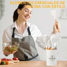 Juego de 12 Herramientas de Cocina Antiadherentes Resistentes Calor,Utensilios de Cocina de SiliconaViene con espátula/cuchara/agitador/clip, etc., aptos para Cocinar y Hornear (blanco)(default) - Multicolor - Ver 8