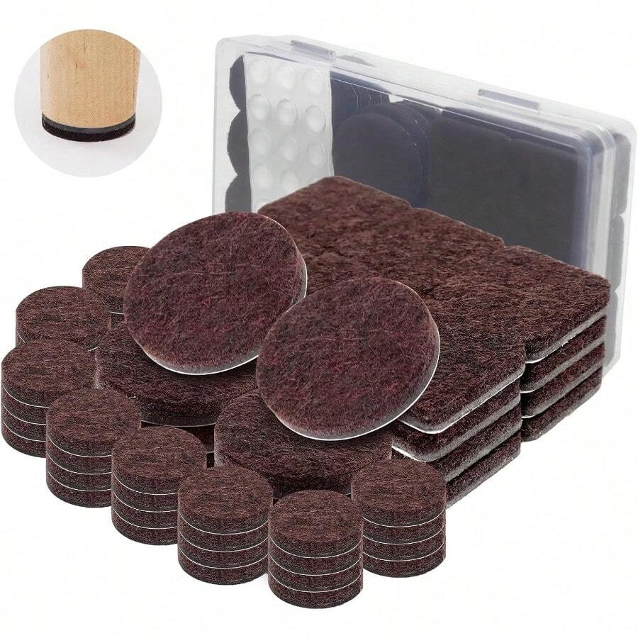 Almohadillas para Muebles 100 Pcs Protectores para Patas de Sillas Autoadhesivas Antideslizantes de Fieltro para Muebles Sin Ruido y Cortable para Tabla Sofá Proteger Los Pisos de Arañazos Marrón - Marrn - Ver 1