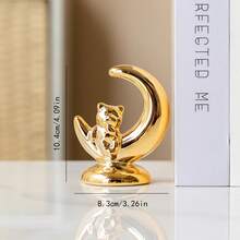 1 pieza Decoración de luna creciente de cerámica, decoración del Eid Mubarak de Oriente Medio, oso de luna dorado, artesanía de cerámica, adorno de mesa para sala de estar, dormitorio y hogar - Multicolor - Ver 6