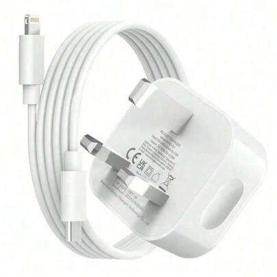 20W Fast Charging Adapter Set: 1 X UK Plug 20W Fast Charger Head + 1 X 3.3ft/100cm Fast Charging Cable, Compatible With IPhone 14 Pro Max/14 Pro/14 Plus/14/13/12/11, IPad, Series Wall Charger Adapter Suitable For Travel, Office, Dorm, And Home Nan