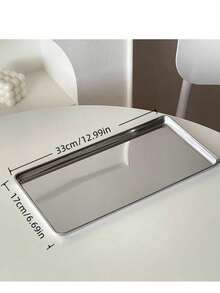 1个不锈钢长方形托盘，食品开胃菜蛋糕小吃饮料拼盘，金属托盘，适用于咖啡馆、咖啡角、花园派对、返校季等场合。