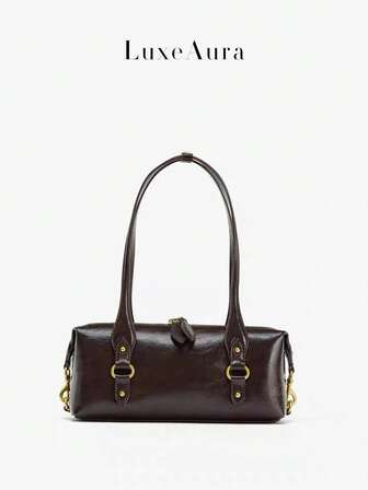 Modern metalldekorerad baguette-armväska, avslappnad mångsidig retro axelväska för kvinnor