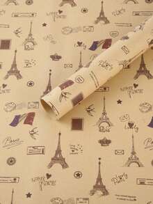 6pcs Vintage Kraft Wrapping Paper Set- Perfect For Holiday Gifts & Party Decorations - Multicolor - View 5