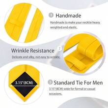 Black Tie Set In Box Mens Solid Color 3.15 Inch 8CM Black Necktie And Pocket Square Set - Màu vàng - Xem 4
