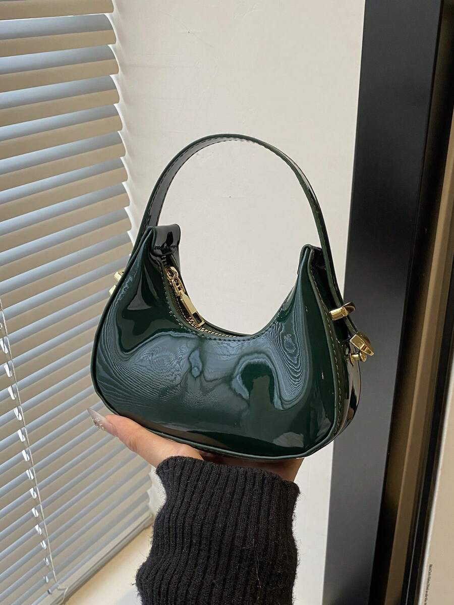 Mini sac à main mignon en laque miroir brillant pour femmes, sac fourre-tout léger de haute qualité et