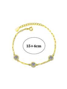1pc 925 Sterling Silver 1.5 Carat Moissanite Women's Bracelet, Suitable For Daily Wear, Party, Vacation, Birthday, Mother's Day, Wedding Anniversary, Women's Jewelry Gift - Yellow Gold - View 3