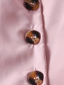 2pcs Tween Girl French Chic Outfit - Top & Suit Pants, Fashionable & Versatile - Pink - View 5