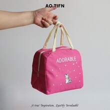 1 Túi xách in hình hoạt hình cổ điển, thiết kế tối giản, thời trang đa năng, sức chứa lớn, có lớp giấy bạc cách nhiệt - Nhiều màu - Xem 2