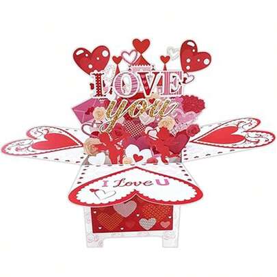 3D立体贺卡“我爱你” - 情人节情侣贺卡，周年纪念贺卡，送给妻子、女友、丈夫、女朋友