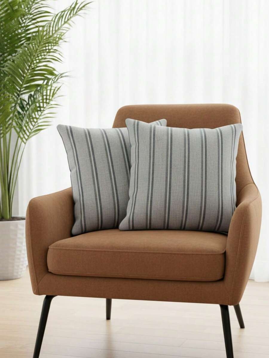 Set Of 2 Decorative Cushion Covers 45x45cm Rustic Linen Style - Atenas - Ver 1
