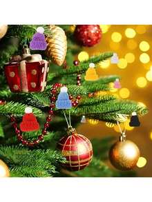20 Stücke, Mini gestrickte Mützen, Weihnachts-Mini-gestrickte Puppenköpfe, Weihnachtsdekoration, DIY Handwerksprodukte, Weihnachtsdekoration, Weihnachtsgeschenke, geeignet zum Dekorieren der Feiertags-Atmosphäre und Schwing-Zimmer-Dekorationen