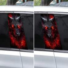 2pcs Wolf King Car Stickers, Red/Blue Light Background Wolf Anime Theme Creative Sticker For Car Center Column, Sun Protection And Scratch Resistant, Suitable For Glass, Metal, Plastic, Ceramics, Etc - 2 Pcs - View 12