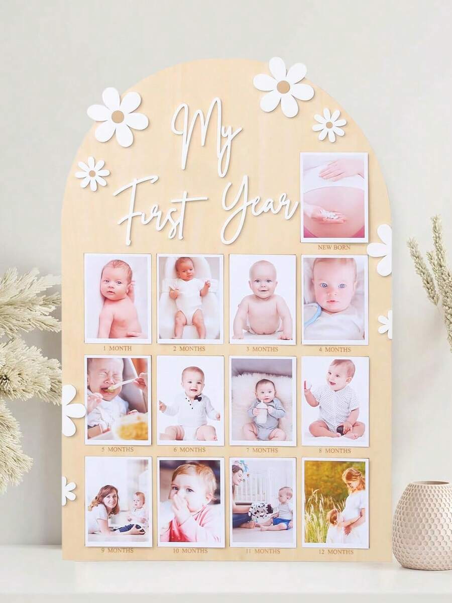 1 Khung ảnh em bé, Bảng trưng bày ảnh kỷ niệm bằng gỗ cho năm đầu đời của trẻ sơ sinh, Ảnh tùy chỉnh 12 tháng tuổi, Thích hợp cho bé trai, bé gái, quà tặng mừng em bé chào đời, trang trí gia đình, quà tặng lễ Phục sinh. - Nhiều màu - Xem 1