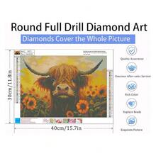 [Free Shipping]Diamond Painting Kits For Adults, 5D Cow And Flower Full Drill Diamond Art, DIY Highland Cow Diamond Art Kit Gem Art For Home Wall Decor 12x16in,A-Suncow - A-sunco - 查看 5