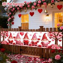 1 Stück Valentinstag-Themen Dekorations-Party Banner, aus Polyester gefertigt, mit Wichteln, Herzluftballons, Geschenkboxen, Rosen, Herzmustern, geeignet für Innen-/Außenbereich Türwandaufhängung, Veranstaltungseingang, Mall Heimdekoration, Hochzeit, Jahrestag, Valentinstag Party Dekoration - SYTY-1314M - Übersicht 5