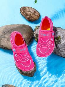 TATORHT 1 Pair Kids' Summer Aqua Shoes, 3D Print, Breathable Mesh, Low-Top Hook And Loop, Quick-Dry Barefoot, Boys' Beach Water Swimming Shoes, Rubber Sole, Outdoor Cycling, Indoor Fitness, Yoga, Running, Skipping, Multi-Function Training Shoes - Hot Pink - View 11