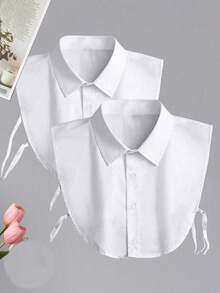 1 Piece Versatile Professional Style Shirt With Fake Collar, Square Collar, Pointed Collar, And Fake Collar, Suitable For Pairing With Formal Clothing Or Low Collar Outerwear. The Size Is Regular And Suitable For Non Obese Body Types  Polyester - trắng - Xem 3