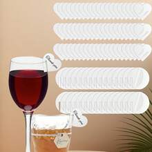 30pcs Acrylic Drink Identification Tags, Round & Heart Shaped Transparent Styles, Suitable For Wedding, Birthday, Cocktail Party, Drink Glass Identification & Party Decoration - Multicolor - View 9