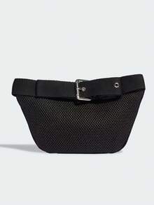 Adidas Originals 三叶草拉链休闲腰包，涤纶斜纹布，常规款，女士，黑色 GLAM GOTH 腰包 - 黑色 - 查看 5