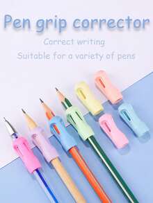 4pcs/6pcs Pen Holder Corrector, Silicone Pen Holder Sheath Pen Holder, Correct Holding Pen Posture, Essential For Calligraphy Practice, Necessary Office Learning Supplies For School(Random Color) - Multicolor - View 2