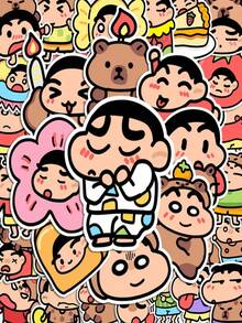 一套60张蜡笔小新可爱卡通贴纸，创意组合，可用于笔记本、计划本等装饰，适用于手机、笔记本电脑、行李箱、水杯、滑板、笔记本和吉他等。适合日常使用、儿童生日礼物、开学季准备等场合。 - 彩色 - 查看 1