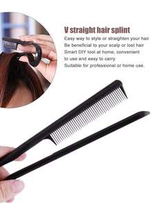 Hairdressing V-Comb Messy Hair Finishing Straightening Splint Comb - Hair Styling Tool Clip Special For Hair Wigs V-Type Comb Hair Straightener DIY Salon Hair Cutting Hairdressing Tool Barber Anti-Static Comb Brush - Multicolor - View 8