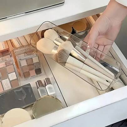 1/4pcs Acrylic Transparent Drawer Organizer Set, Makeup Storage Box, Desktop Storage Box, Suitable For Cosmetics, Office Supplies, Home Desk And Drawer Organization, Multi-Functional Desktop Compartment Storage Box, Various Size Combination, Suitable For Storing Lipstick, Eyeshadow, Skincare Products, Home Goods Vanity, Jewelry, Bedroom, Kitchen And Office Supplies, Best For Home Organization And Bedroom Decor