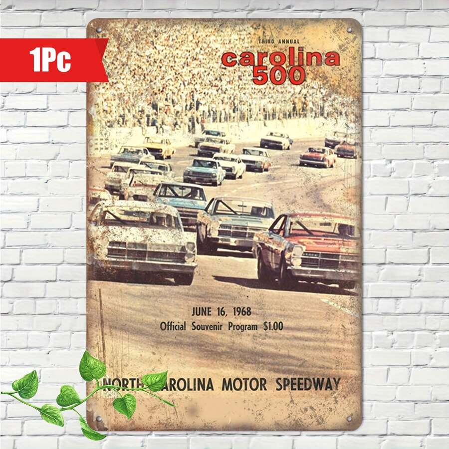 1 biển hiệu Carolina 500 cổ điển, áp phích kim loại hình xe đua cổ điển, đồ lưu niệm sưu tầm treo tường, chống thấm nước và chịu được thời tiết, đồ trang trí cổ điển cho gia đình, quán bar, quán rượu, nhà để xe, ý tưởng quà tặng lễ hội. - Nhiều màu - Xem 1