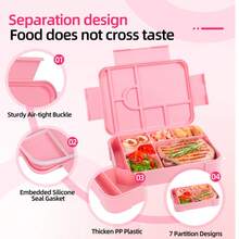 1 Kids' Bento Box, Adult Lunch Box, Adult/Kids/Toddler Lunch Box, Insulated Lunch Box With Insulated Bag, Microwave, Dishwasher, And Refrigerator - Multicolor - View 10