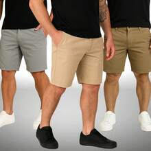 Set Of 3 Men's Twill Bermuda Shorts, Sizes 36 To 46 - 灰米色卡其色 - 查看 1