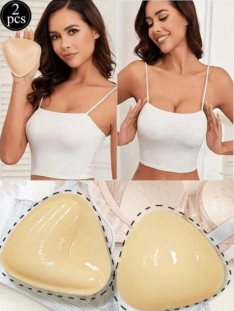 1 paio di cuscinetti adesivi biadesivi per reggiseno, imbottiture per il petto adesive, imbottiture riutilizzabili, cuscinetti per reggiseno e bikini invisibili e rinforzati, impermeabili per il nuoto - Multicolore - Visualizzare 1