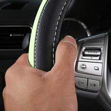 Leather Car Steering Wheel Cover, Non - Slip Car Wheel Cover Protector Breathable Microfiber Leather Universal Fit Most Beige - Green - View 5
