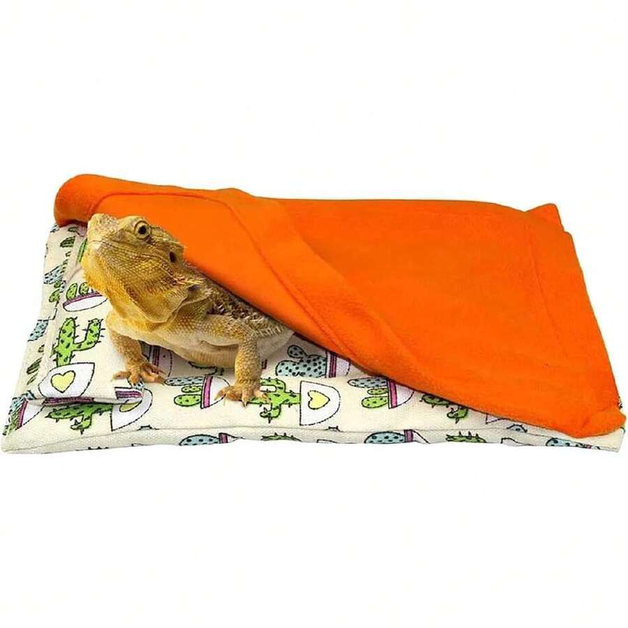 Bearded Dragon Bed Reptile Sleeping Bag With Pillow And Blanket Small Pet Warm Hide Habitat For Hamsters Lizards Bearded Dragon (Orange),29569804 - 珊瑚橙 - 查看 1